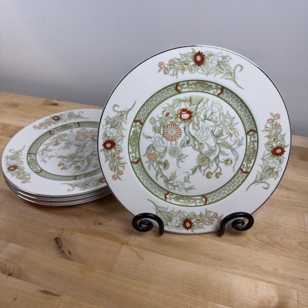 Mikasa Kabuki L9011 Fine China Dinner Plates Set of 4 Floral Chinoiserie 10.75"